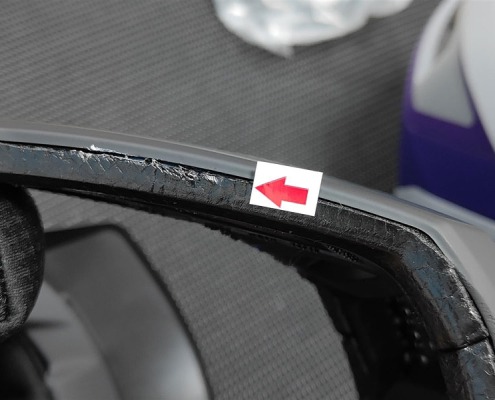 Defects found during motorcycle helmet inspection