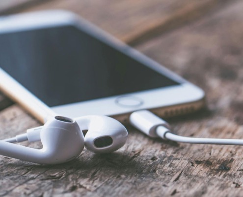 A-pair-of-earphones-and mobile phone accessories inspection