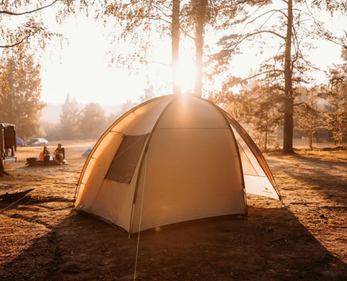 outdoor camping equipment inspection for camping tent