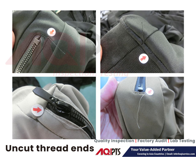 garment defects：pants-Uncut-thread-ends
